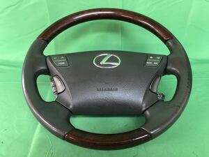 KF130 中古 レクサス LEXUS USF40 LS460 平成18年10月 純正 ステアリング ホイール ハンドル ウッドコンビ 本体 ホーンパッド 動作保証