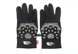 ☆ THE NORTH FACE ザノースフェイス SUPREME シュプリーム BANDANA ETIP GLOVE 手袋 NN61444 黒 ブラック 103