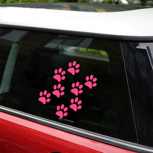 肉球 8個 足跡 テープ シール ステッカー ドレスアップ 塗装 キズ 隠し 猫 犬 車 かわいい ポイント消化 送料無料 ピンク