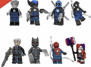 即納　8体セット ローガン バットマン デッドプール スパイダー マーベル アベンジャーズ ミニフィグ LEGO 互換 ミニフィギュア　m79 ef