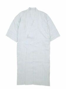 極美品 タグあり PORTER CLASSIC LINEN STRIPE YABO YUKATA L.BLUE size1 ポータークラシック 浴衣 白 麻100% 着物 リネン ストライプ