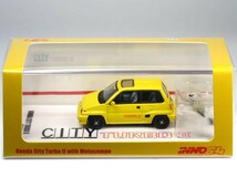 1/64 ホンダ シティ ターボII イエロー (モトコンポ付属) (IN64-CITYII-YL)_画像1