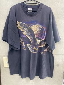 激レア90'S 当時物 イーグル 総柄Tシャツ ヴィンテージ　ブラック Harley Davidson サイズXL USA製　シングルステッチ　鷹Tシャツ　