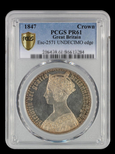 【記念貨幣】1847年イギリスヴィクトリア女王ゴチッククラウン銀貨グレートブリテンシルバーコイン PCGS PR61 高鑑定品★重28.28g O46