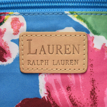 1点限定 ラルフローレン チェーンハンドバッグ ストロー×レザー 型押し ベージュ×ホワイト Lauren Ralph Lauren_画像9