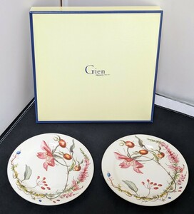 ☆未使用品☆　Gien France Floral デザートプレート　皿　ジアン　ミルフルール　2客セット　(06185B