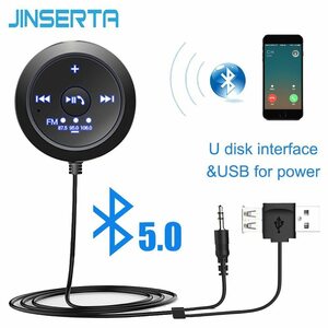 新品$ JINSERTA 車 BLUETOOTH FM トランスミッタ AUX 自動車ハンズフリーオーディオキット A2DP 音楽プレ