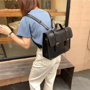  prompt decision [ college bag mesenja- backpack double buckle shoulder lady's rucksack black 