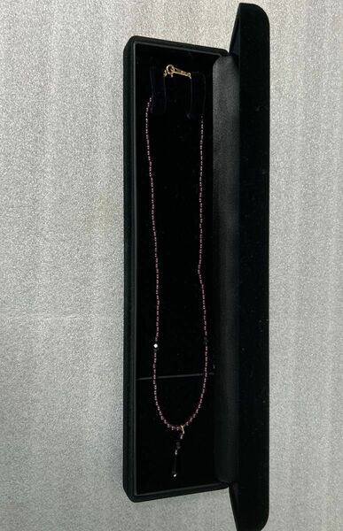 天然石 ガーネット　18金　ネックレス　(TA0230)