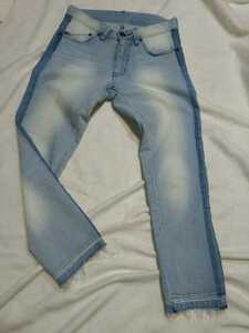 VOGUISHvo-gishu Rupert USED обработка * стрейч укороченные брюки Denim брюки джинсы конический тонкий размер S мужской 