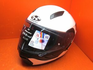 N】KABUTO RYUKI ヘルメット Sサイズ 55～56cm 2021年製 ホワイトメタリック インナーサンシェードあり UV,IRカット 使用感少なめ 中古品