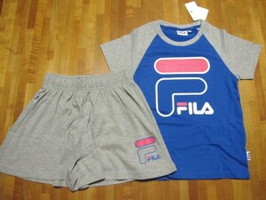 * free shipping * new goods *130*FILA* top and bottom Set* blue × gray * short sleeves culotte * cotton material * filler *