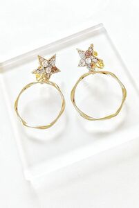 スター 星 ピアス イヤリング ゴールドリング ハンドメイド