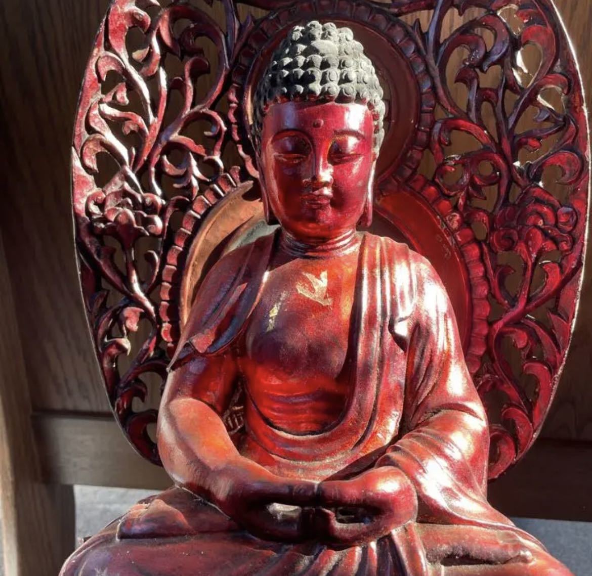 特大阿弥陀如来座像仏像オブジェクト時代物楠木彫12.2 置物大型木彫