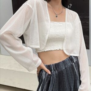 ストライプ ドロップショルダー チューブトップなし クロップトップ