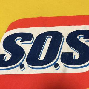 90s USA製 S.O.S 企業ロゴ Tシャツ M イエローの画像3