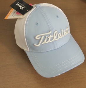 Titleist メッシュ CAP 水色 チェック GOLF エスゼノス 制菌加工 キャップ レディース タイトリスト ゴルフ 共用 シェア