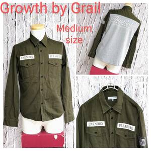 ★送料無料★ Growth by Grail グロースバイグレイス ミリタリーシャツ アーミーシャツ メンズ シャツ Medium