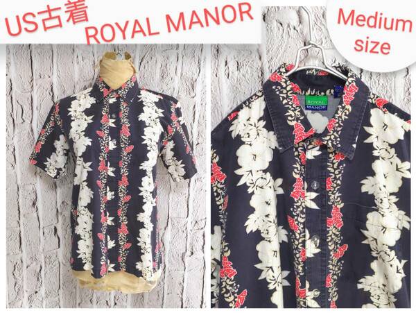 ★送料無料★ ＵＳ古着 ROYAL MANOR 90's ヴィンテージ アロハシャツ ハワイアンシャツ LADY'S Medium 相当