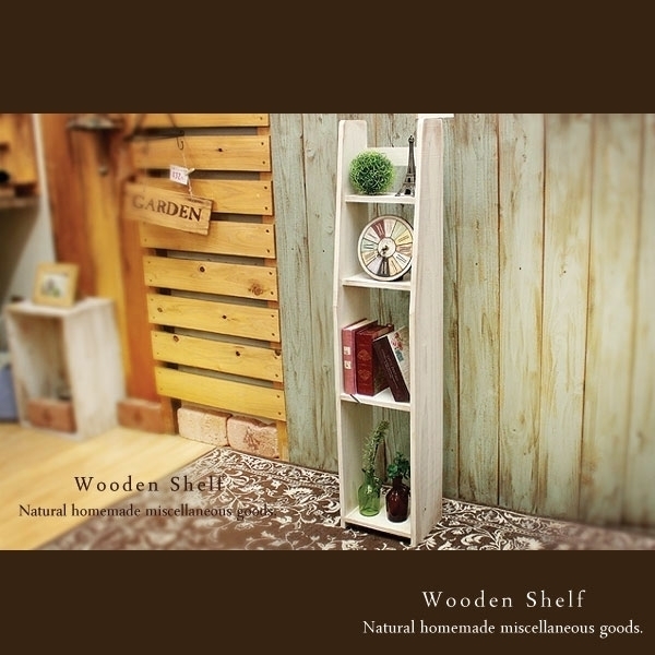 [Free Shipping] Handmade Antique-style Slim Shelf, Wooden, White, Handmade items, furniture, Chair, shelf, Bookshelf, Shelf