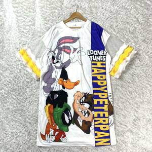 LOONEY TUNES ルーニーチューンズ Tシャツワンピース ロングTシャツ バックスバニー キャラクターTシャツ 大きいサイズ XL YA3487