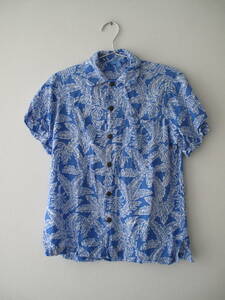 ** blue Gin ja- Hawaii rayon 100% short sleeves arofa shirt ...10T man 