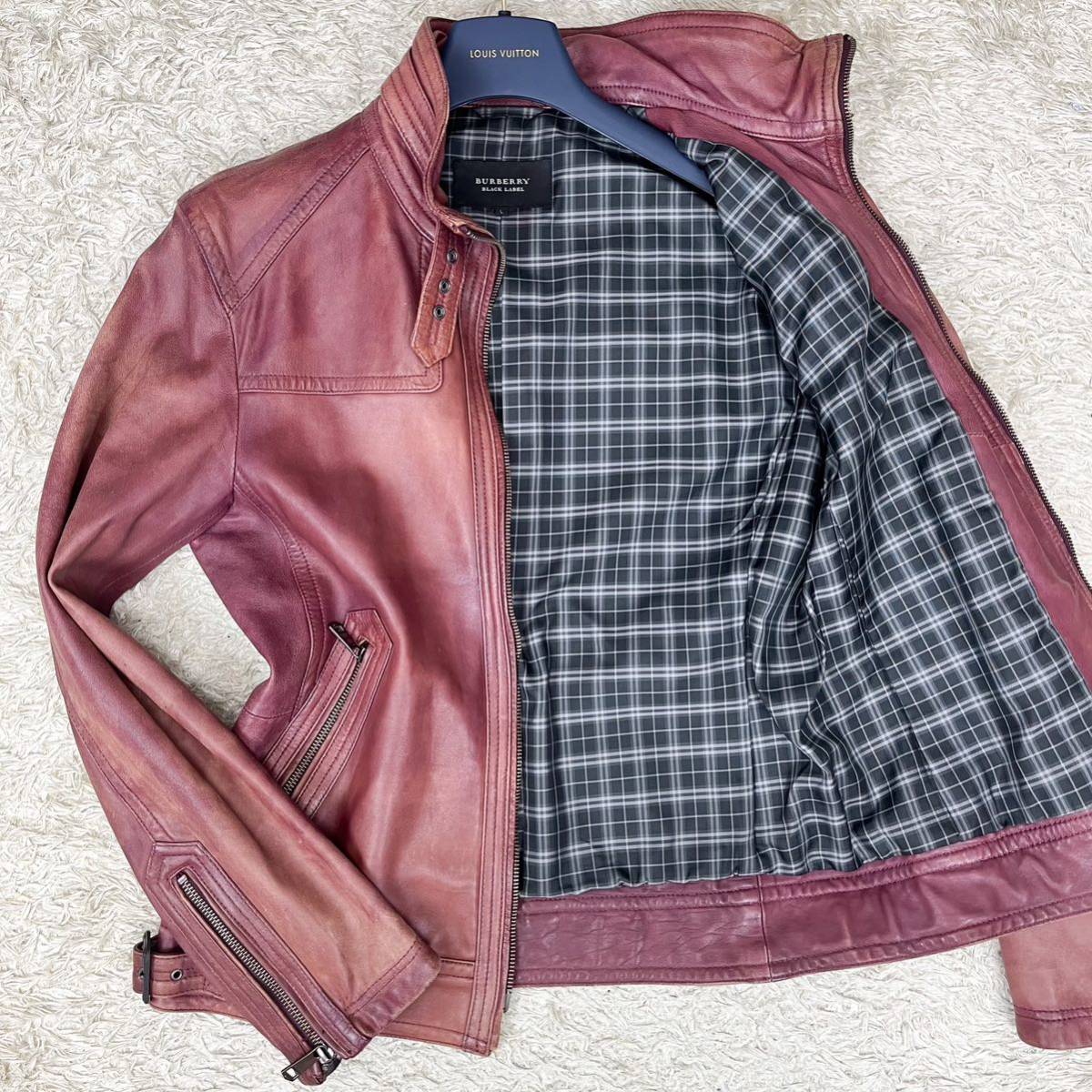 ヤフオク! -「burberry black label レザーライダース」の落札相場
