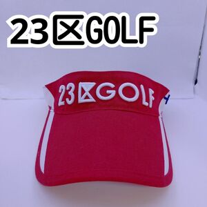 [USED]23区GOLF サンバイザー レッド/ホワイト フリーサイズ(約55～59㎝)【0112】