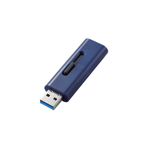 エレコム USBメモリー/USB3.2(Gen1)対応/スライド式/128GB/ブルー MF-SLU3128GBU