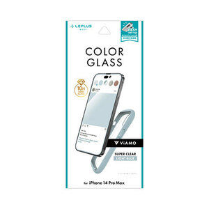 LEPLUS NEXT iPhone 14 Pro Max ガラスフィルム ViAMO COLOR GLASS 全画面保護 ソフトフレーム ライトブルー LN-IL22FGVMLBL
