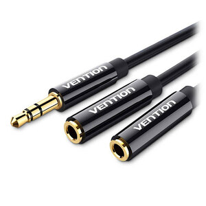 VENTION 3.5mm Male to 2×3.5mm Female Stereo Splitterケーブル 0.3m Black ABS Type BB-5114