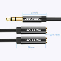 VENTION 3.5mm Male to 2×3.5mm Female Stereo Splitterケーブル 0.3m Black ABS Type BB-5114_画像6