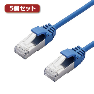 5 шт. комплект Elecom LAN кабель /CAT7/ тонкий /10m/ голубой LD-TWSS/BU10X5