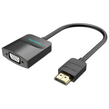 VENTION HDMI to VGA 変換ケーブル 1方向タイプ イヤホンジャック付 給電仕様 0.15m Black 42-2663_画像2