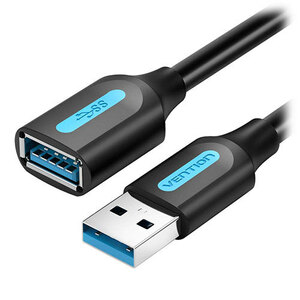 【5個セット】 VENTION USB 3.0 A Male to A Female 延長ケーブル 3m Black PVC Type CB-7460X5