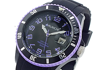 アバランチ AVALANCHE クオーツ 腕時計 AV-1019S-BKP-40 ブラック パープル