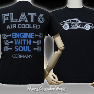 Tシャツ XL 半袖 メンズ 車 エンジン MVRX ブランド FLAT6 モデル ブラック 黒