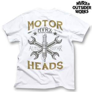 Tシャツ 半袖 M メンズ バイク 車 MVRX ブランド MOTORHEADS モデル ホワイト 白