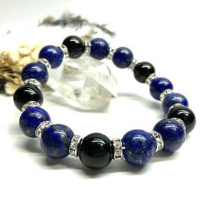  lapis lazuli &moli on Power Stone bracele natural stone breath ( silver ) 12mm.. better fortune men's man 