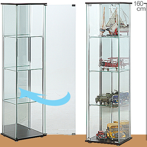 【背面ミラー張り】コレクションケース・160ｃｍ高/４段★飾り棚キャビネット陳列ケース模型サイドボード フィギュアΣＦ　fb-86046a