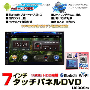 送料無料！！車載 カーナビ　2DIN7インチCPRM対応 DVDプレイヤー+4×4フルセグチューナー＋バックカメラセット　「D344C]