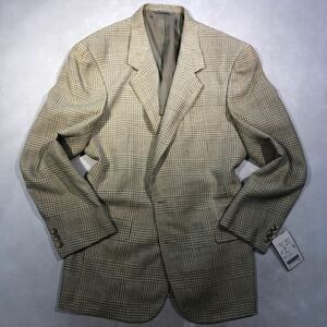 新品 【サイズA6 L相当★COOLWOOL】2Bシングルジャケット ライトグリーン チェック柄 背抜き サイドベンツ ゴルフ カジュアルジャッケット