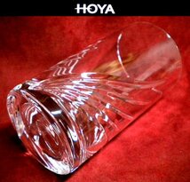 売切 HOYA クリスタル グラス 容量:240cc 2客組 日本製 取説付 未使用品 E/F、寸法φ上63/下55×H112mm、重量225ｇ、口元厚1.4mm、底厚13mm_画像2