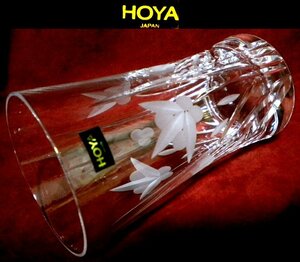 売切 レア物 HOYA クリスタル 花切子 グラス 鼓型 1客 容量240cc 未使用 K/L 寸法φ上68/中55/下60×H125mm 重量280ｇ 口元厚1.4mm底厚13mm