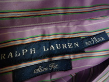 90s Ralph Lauren POLO RALPH LAUREN ポロ ラルフローレン 長袖 ストライプシャツ 14 SLIM FIT　_画像4