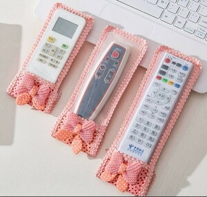 [ free shipping ] remote control cover 2. pink ribbon small floral print dirt prevention air conditioner remote control pretty storage 