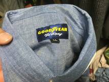 2306新品！？TEAMラングラーWrangler×GOODYEAR RACINGグッドイヤー刺繍S/S半袖ボタンダウンB/DシャンブレーシャツLLレーシング#1 RACING_画像3