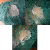 蚊帳一張り　緑色　グリーン色　麻100％　襤褸　リメイク素材蚊帳　古裂_画像7
