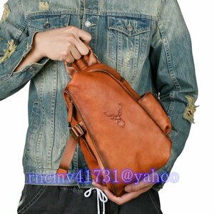 [81SHOP] men's original leather body back leather man one shoulder bag diagonal .. bag cow leather high capacity casual bag left right shoulder attaching change coffee 