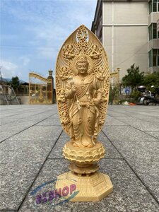 「81SHOP」梵天立像 ★仏教美術 仏像 彫刻 ヒノキ檜木 置物 美術品 東洋彫刻 高さ43cm
